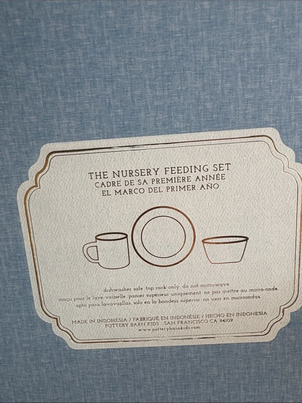 Pottery Barn Kids Nursery Feeding Set in Blush Pink and Gold Trim